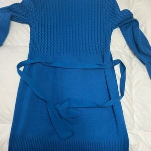 Blue Knit Dress with Belt